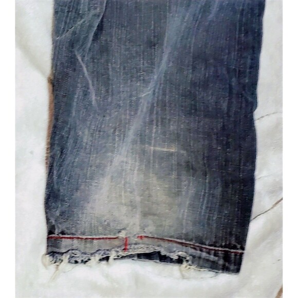 Y2K Black Baggy Jeans Mens 44 Red Dragon Print Faded Grunge Vintage Distressed - Picture 10 of 16
